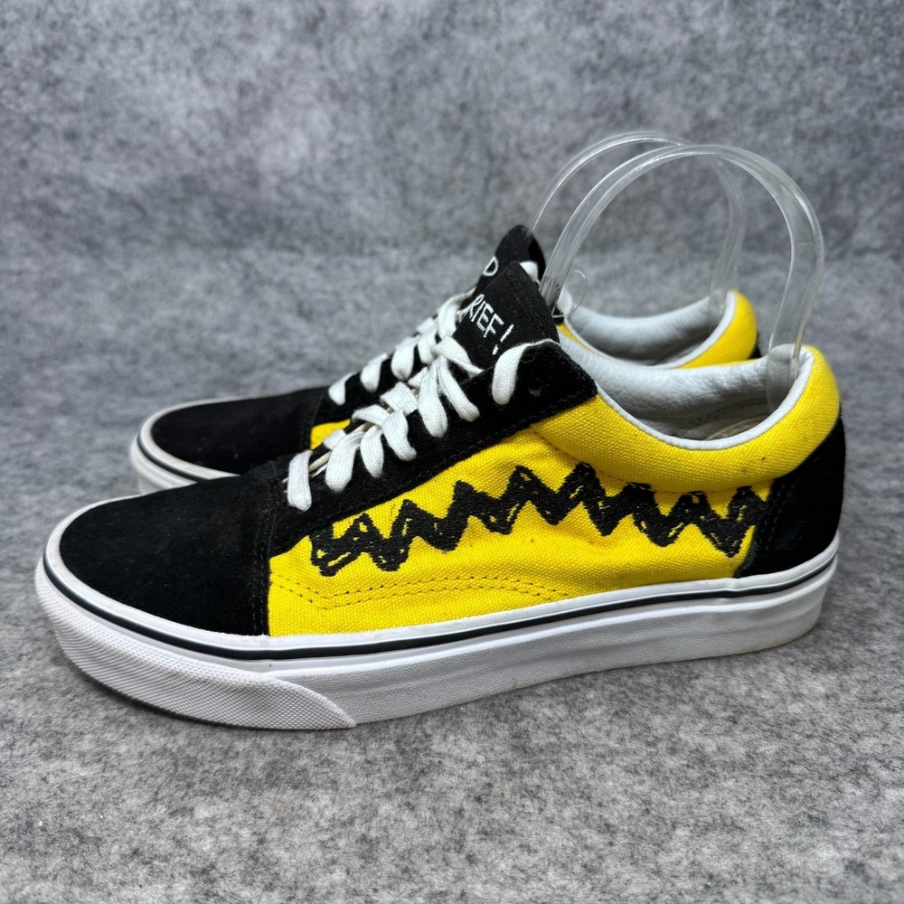 Vans Old Skool Charlie Brown Shoes Womens Sz 8 Yellow Sneaker Peanuts Good Grief - Picture 8 of 10